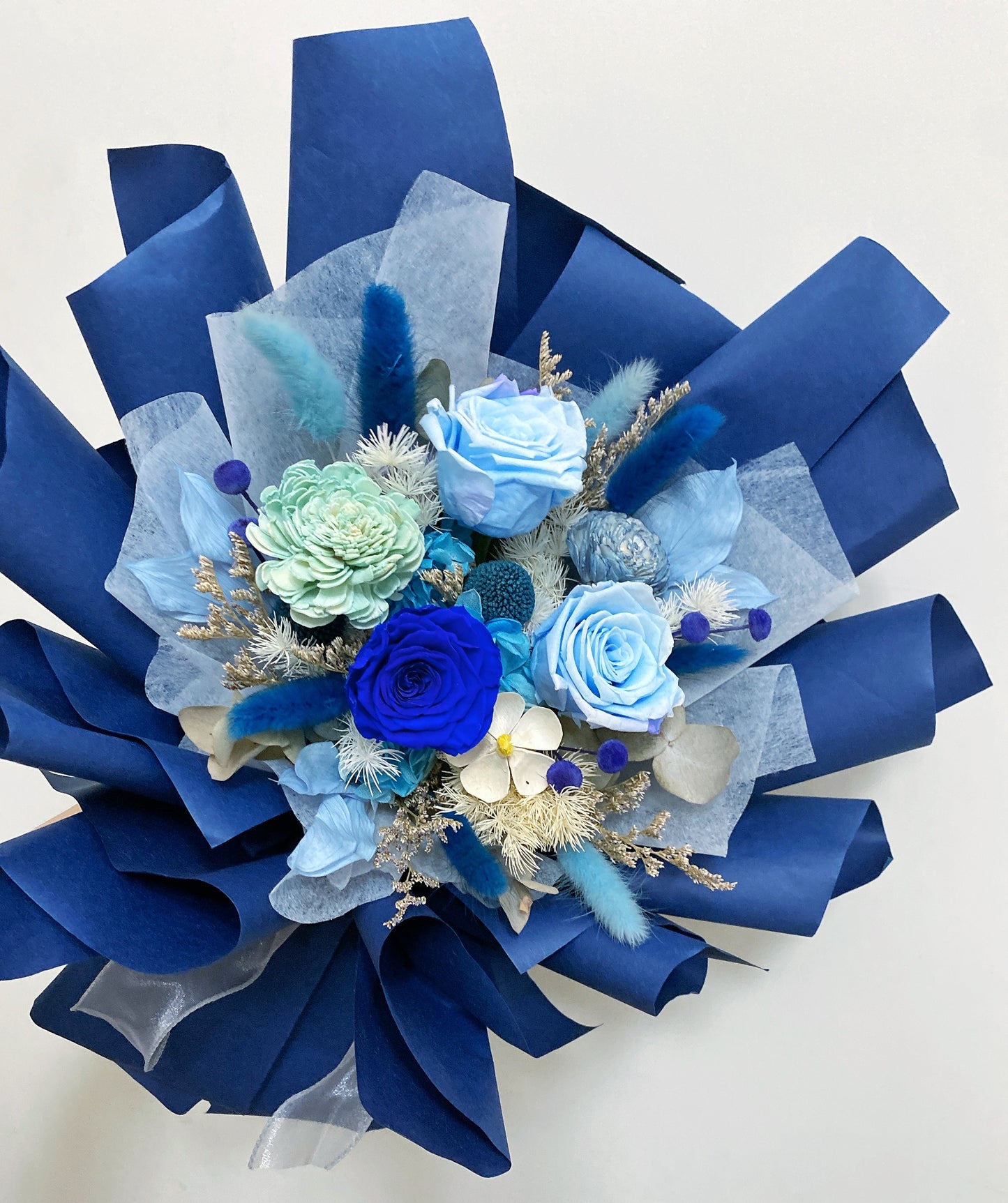 -| 保鮮花|- 混色藍玫瑰花束