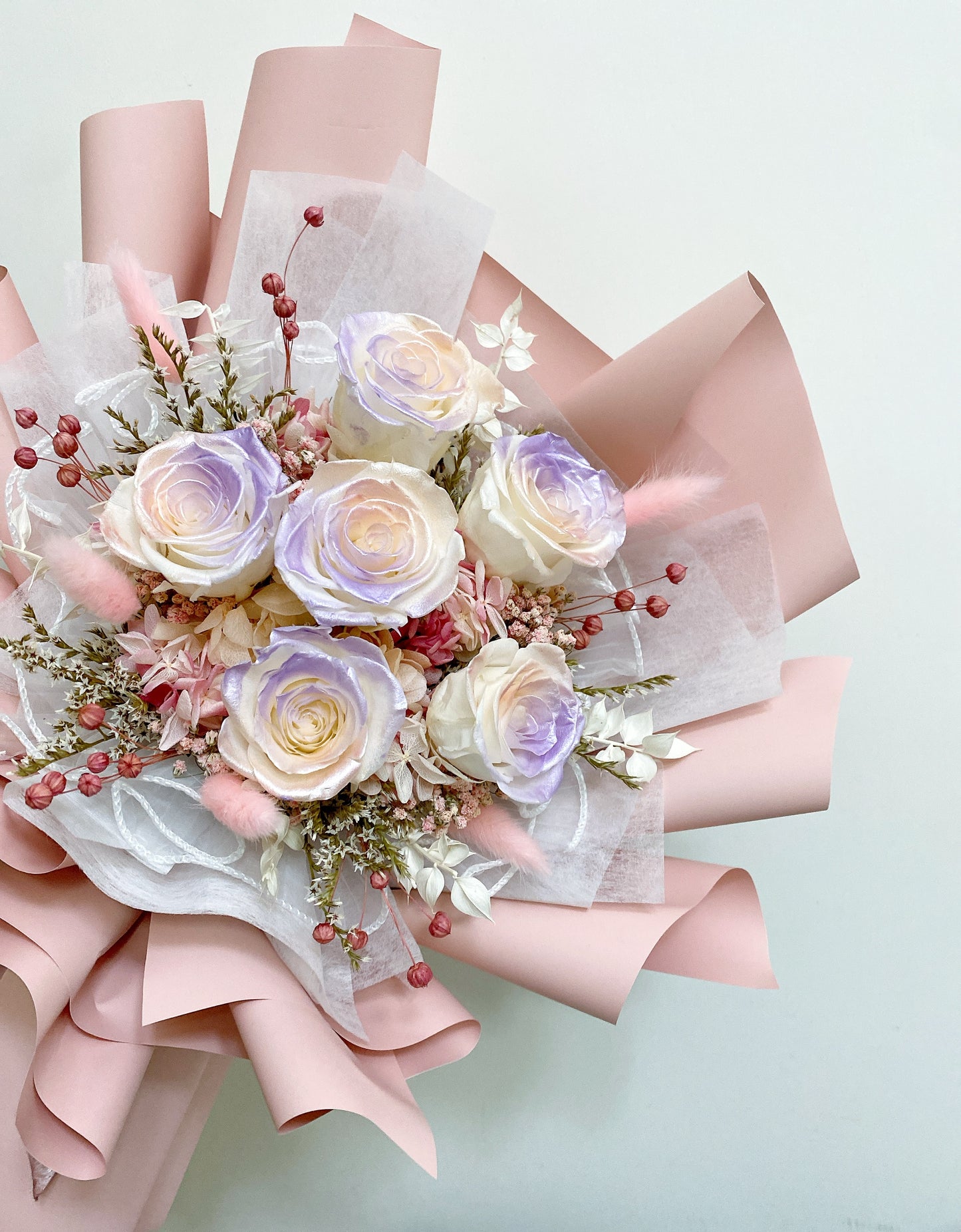 -| 保鮮花|- 6枝雙色玫瑰花束