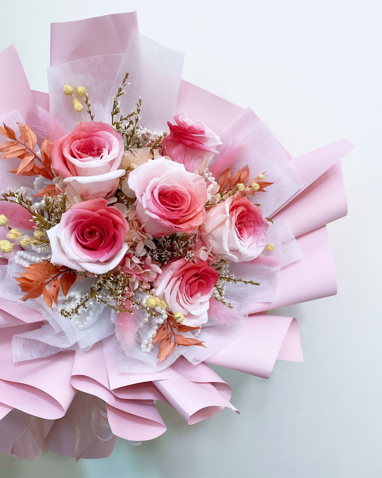 -| 保鮮花|- 雙粉色6玫瑰花束